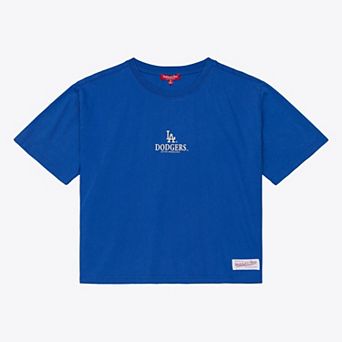 Women's Mitchell & Ness Royal Los Angeles Dodgers Core Essentials Boxy Crop T-Shirt