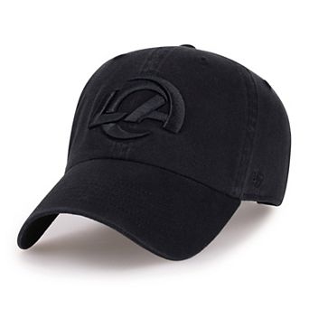 Men's '47 Black Los Angeles Rams Tonal Clean Up Adjustable Hat