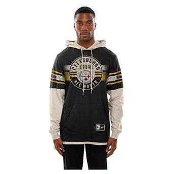 Men's New Era Black Pittsburgh Steelers Twofer Layered Long Sleeve Hoodie T-Shirt