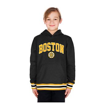 Youth New Era Black Boston Bruins Knit Trim Pullover Hoodie