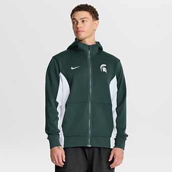 Men's Nike Green/White Michigan State Spartans Courtside Game Dri-FIT Full-Zip Hooded Jacket