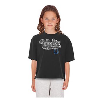 Girls Youth New Era Black Indianapolis Colts Flip Sequin Boxy T-Shirt