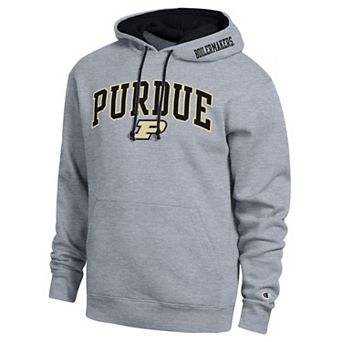 Men's Champion Heather Gray Purdue Boilermakers Arch Tackle Twill Hoodie
