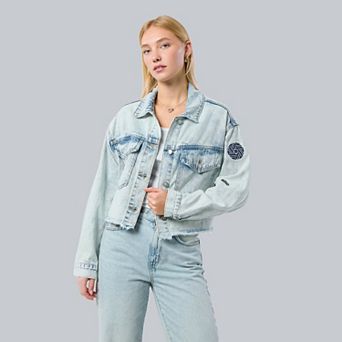 Women's Hype and Vice Denim San Diego FC Cropped Full-Button Jean Jacket