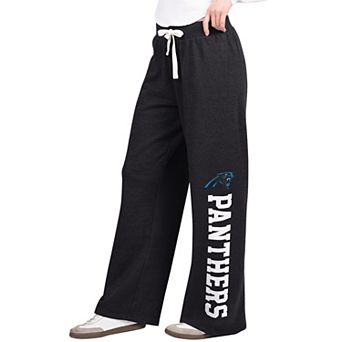 Women's Starter Black Carolina Panthers Field Wide Leg Sweatpants