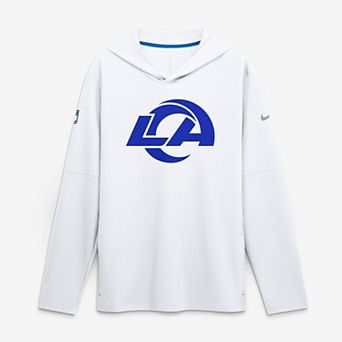 Men's Nike Los Angeles Rams Fearsome White Sideline Lightweight Long Sleeve Hooded Dri-FIT T-Shirt