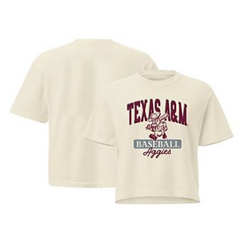 Women's Cream Texas A&M Aggies Comfort Colors Baseball Mascot Cropped T-Shirt