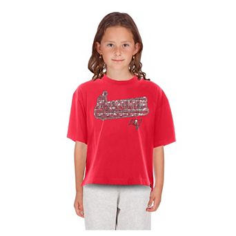 Girls Youth New Era Red Tampa Bay Buccaneers Flip Sequin Boxy T-Shirt