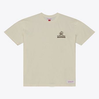 Men's Mitchell & Ness Cream Cleveland Browns Core Essentials Micro Logo T-Shirt