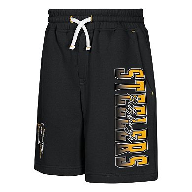Youth Outerstuff Black Pittsburgh Steelers Audible Fleece Shorts