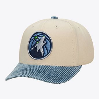 Men's Mitchell & Ness Cream/Blue Minnesota Timberwolves Washed Corduroy Pro Crown Snapback Hat