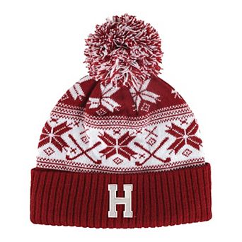 Unisex Ahead Crimson Harvard Crimson Cuffed Knit Hat with Pom