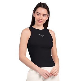 Women's Starter Black Philadelphia Eagles Athleisure Cropped Tank Top