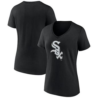 Women's Logo Athletic Black Chicago White Sox Official Logo Athletic V-Neck T-Shirt