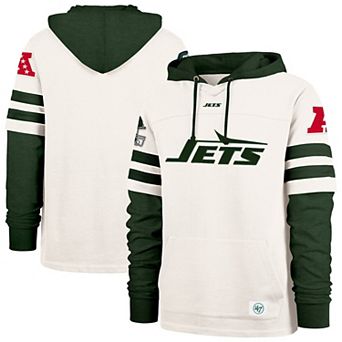 Men's '47 Cream New York Jets Split Zone Cornerback Duo Lacer Hoodie