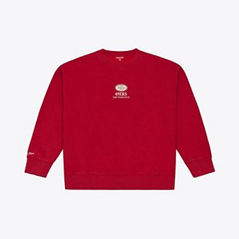 Women's Mitchell & Ness Scarlet San Francisco 49ers Core Essentials Micro Logo Fleece Sweatshirt