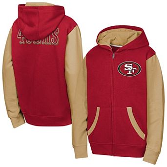 Youth Outerstuff Scarlet San Francisco 49ers Stadium Colorblock Full-Zip Hoodie