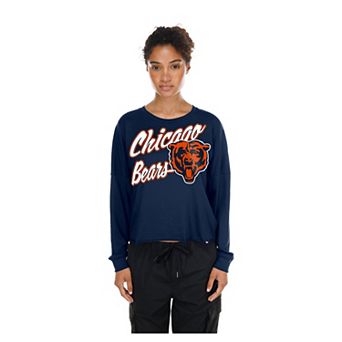 Women's New Era Navy Chicago Bears Cropped Oversized Long Sleeve T-Shirt