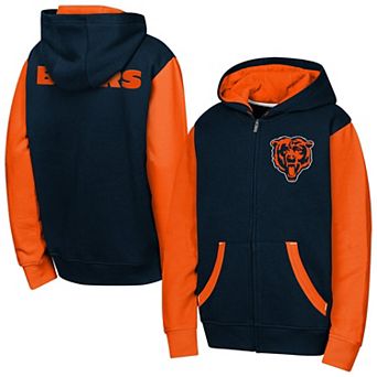 Youth Outerstuff Navy Chicago Bears Stadium Colorblock Full-Zip Hoodie
