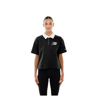 Women's New Era Black Toronto Tempo Throwback Boxy Cropped Polo