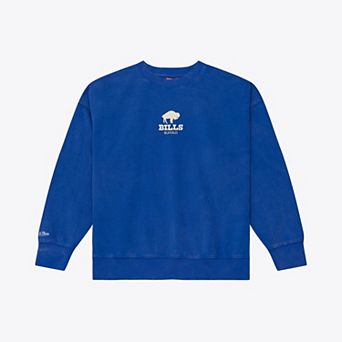 Women's Mitchell & Ness Royal Buffalo Bills Core Essentials Micro Logo Fleece Sweatshirt