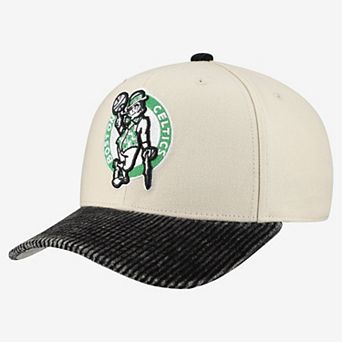 Men's Mitchell & Ness Cream/Black Boston Celtics Washed Corduroy Pro Crown Snapback Hat