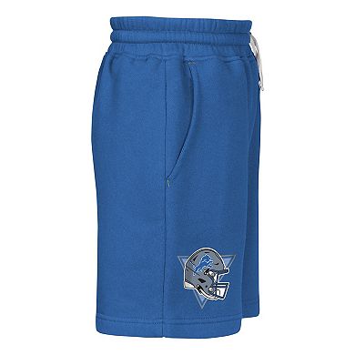 Youth Outerstuff Blue Detroit Lions Audible Fleece Shorts
