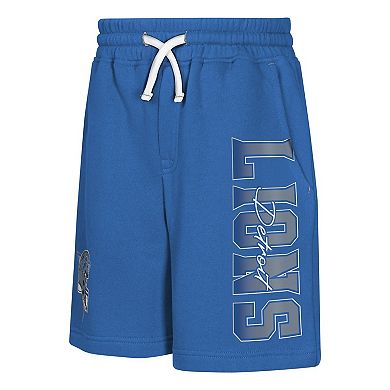 Youth Outerstuff Blue Detroit Lions Audible Fleece Shorts