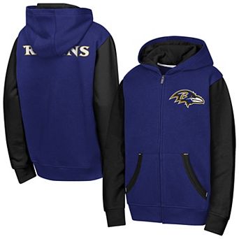 Youth Outerstuff Purple Baltimore Ravens Stadium Colorblock Full-Zip Hoodie