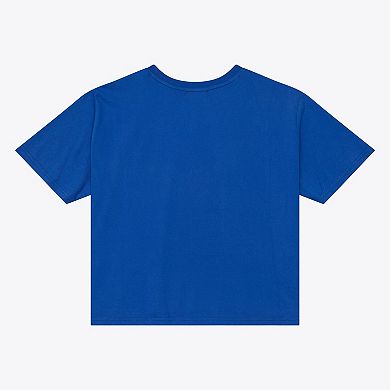 Women's Mitchell & Ness Royal Seattle Seahawks Core Essentials Micro Logo Boxy Crop T-Shirt