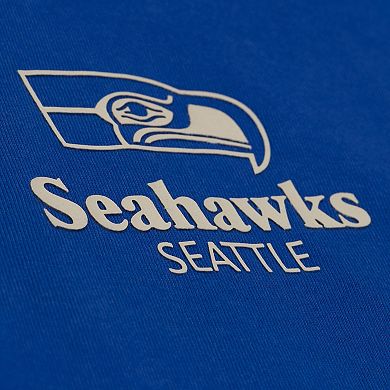 Women's Mitchell & Ness Royal Seattle Seahawks Core Essentials Micro Logo Boxy Crop T-Shirt