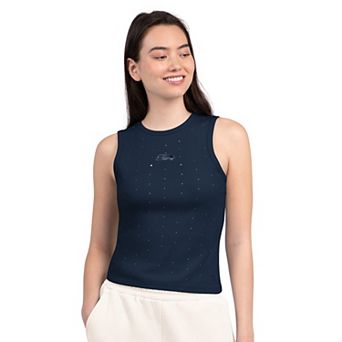 Women's Starter College Navy Seattle Seahawks Rhinestone Sprinkle Ribbed Tank