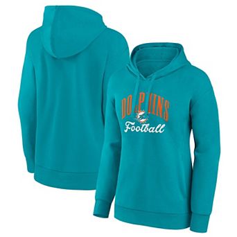 Women's Fanatics Aqua Miami Dolphins Team Logo Victory Script Pullover Hoodie