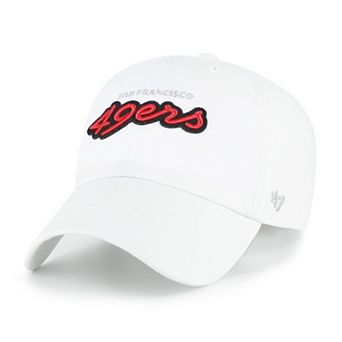 Women's '47 White San Francisco 49ers Trendy Script Clean Up Adjustable Hat