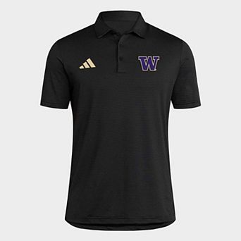 Men's adidas Black Washington Huskies Ultimate 365 Stripe Polo