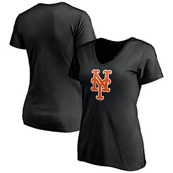 Women's Logo Athletic Black New York Mets Official Logo Athletic V-Neck T-Shirt