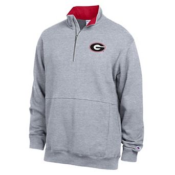 Men's Champion Heather Gray Georgia Bulldogs Fleece Quarter-Zip Pullover