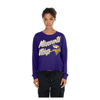 Women's New Era Purple Minnesota Vikings Cropped Oversized Long Sleeve T-Shirt