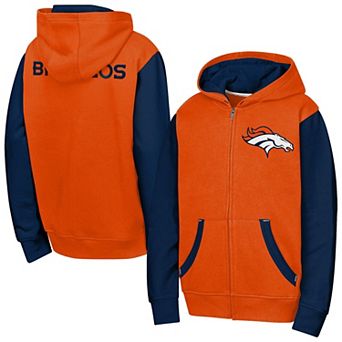 Youth Outerstuff Orange Denver Broncos Stadium Colorblock Full-Zip Hoodie