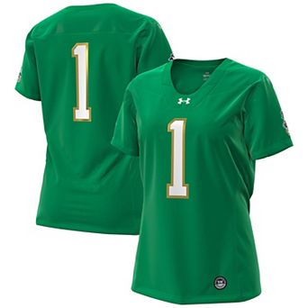 Women's Under Armour #1 Kelly Green Notre Dame Fighting Irish Irish Wear Green Collection Football Replica Jersey