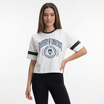 Women's Champion White UConn Huskies Striped Ringer T-Shirt