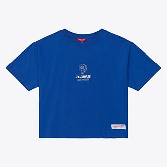 Women's Mitchell & Ness Royal Los Angeles Rams Core Essentials Micro Logo Boxy Crop T-Shirt
