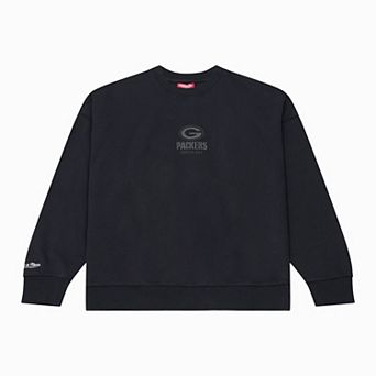 Women's Mitchell & Ness Black Green Bay Packers Core Essentials Micro Logo Fleece Sweatshirt