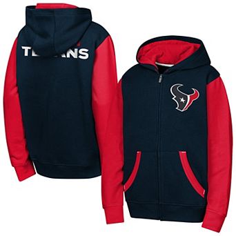 Youth Outerstuff Navy Houston Texans Stadium Colorblock Full-Zip Hoodie