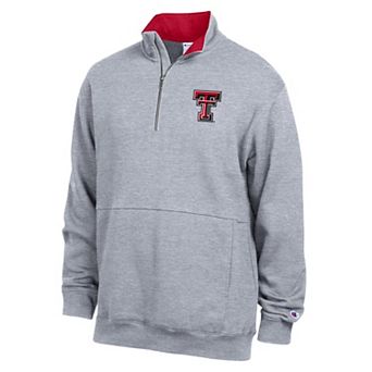 Men's Champion Heather Gray Texas Tech Red Raiders Fleece Quarter-Zip Pullover