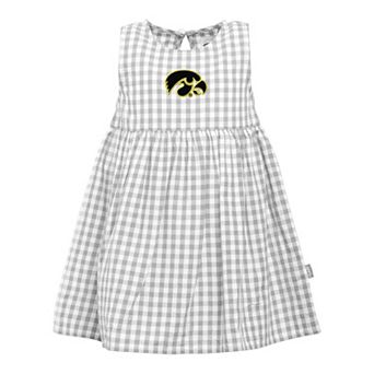Girls Infant Garb Gray Iowa Hawkeyes Loren Gingham Dress