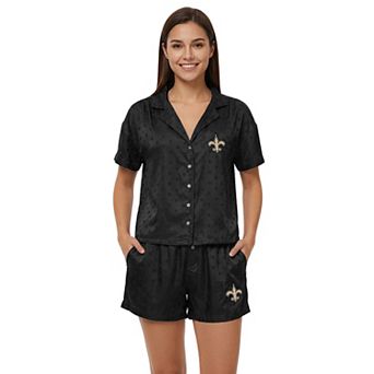 Women's Concepts Sport Black New Orleans Saints Wink Dot Satin Jacquard Sleep Set