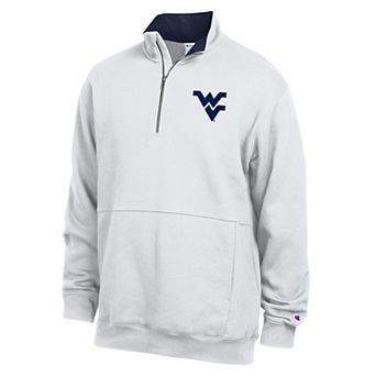 Men's Champion White West Virginia Mountaineers Fleece Quarter-Zip Pullover