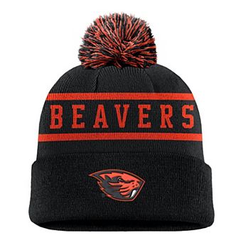 Men's Nike Black Oregon State Beavers Peak Cuffed Knit Hat with Pom