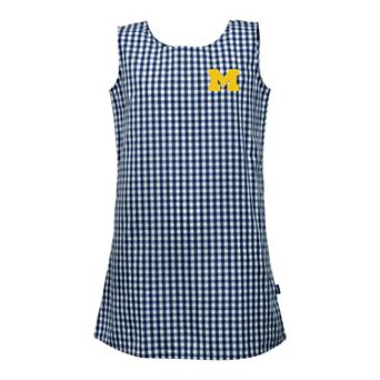 Girls Toddler Garb Navy Michigan Wolverines Woven Gingham Dress